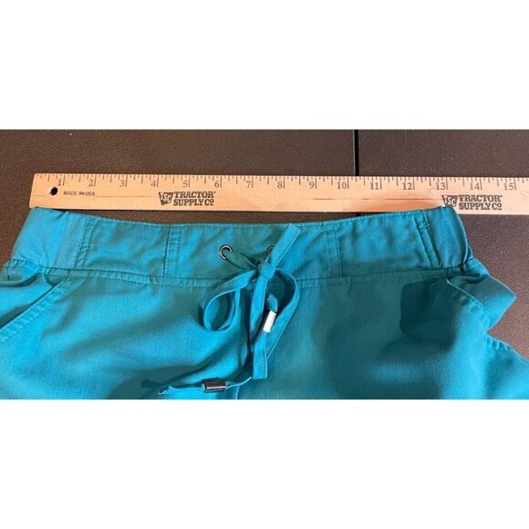 Greys Anatomy Barco Women's Drawstring Scrub Pants XSP Teal Mia 6 Pocket Cargo - Picture 5 of 7